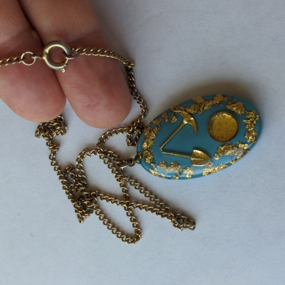 Vintage gold rush necklace with real 24k gold flakes - Picture 4 of 8